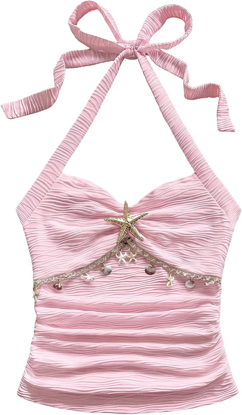 Milumia Women's Starfish Y2k Going Out Beach Vacation Summer Halter Tops | Amazon (US)