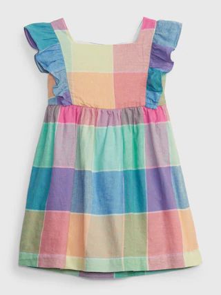 Toddler Linen-Cotton Plaid Dress | Gap (US)