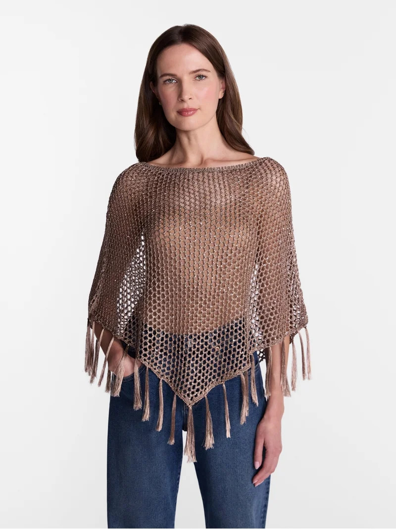 Madden NYC Women's Sequin Poncho, Sizes XS-XXL | Walmart (US)