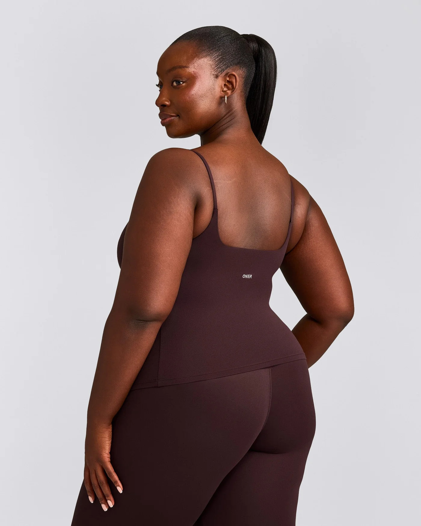 SoftMotion\u2122 Strappy Tank Top with Built in Bra Shelf 
 Plum Brown | Oner Active (UK / US)