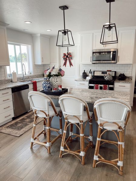 4th of July kitchen decor! Linked my Centerpiece items, along with my bar stools, runner rug, and pendant lights!

Follow my shop @cherish.larsen on the @shop.LTK app to shop this post and get my exclusive app-only content!

#liketkit #LTKhome
@shop.ltk
https://liketk.it/48bul

#LTKSeasonal #LTKhome