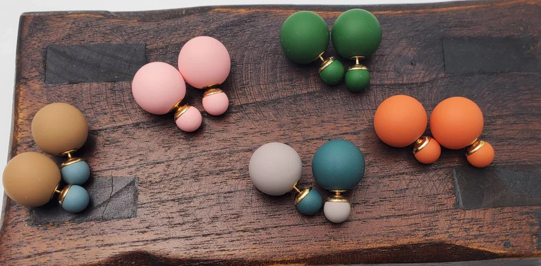 Double Sided Ball Stud Earrings Winter Collection Double - Etsy | Etsy (US)