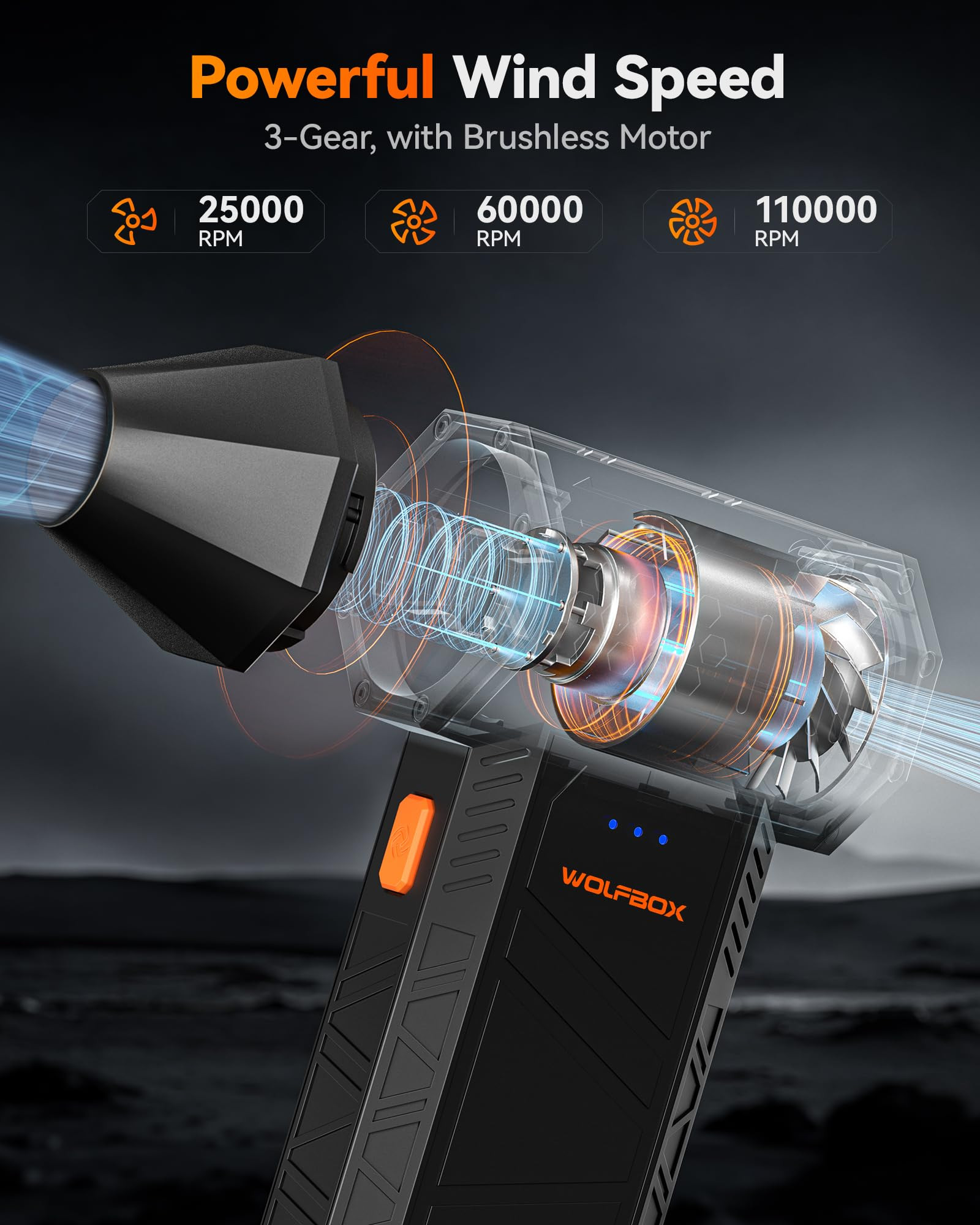 WOLFBOX MF50 Compressed Air Duster-110000RPM Super Power Electric Air Duster, 3-Gear Adjustable M... | Amazon (US)