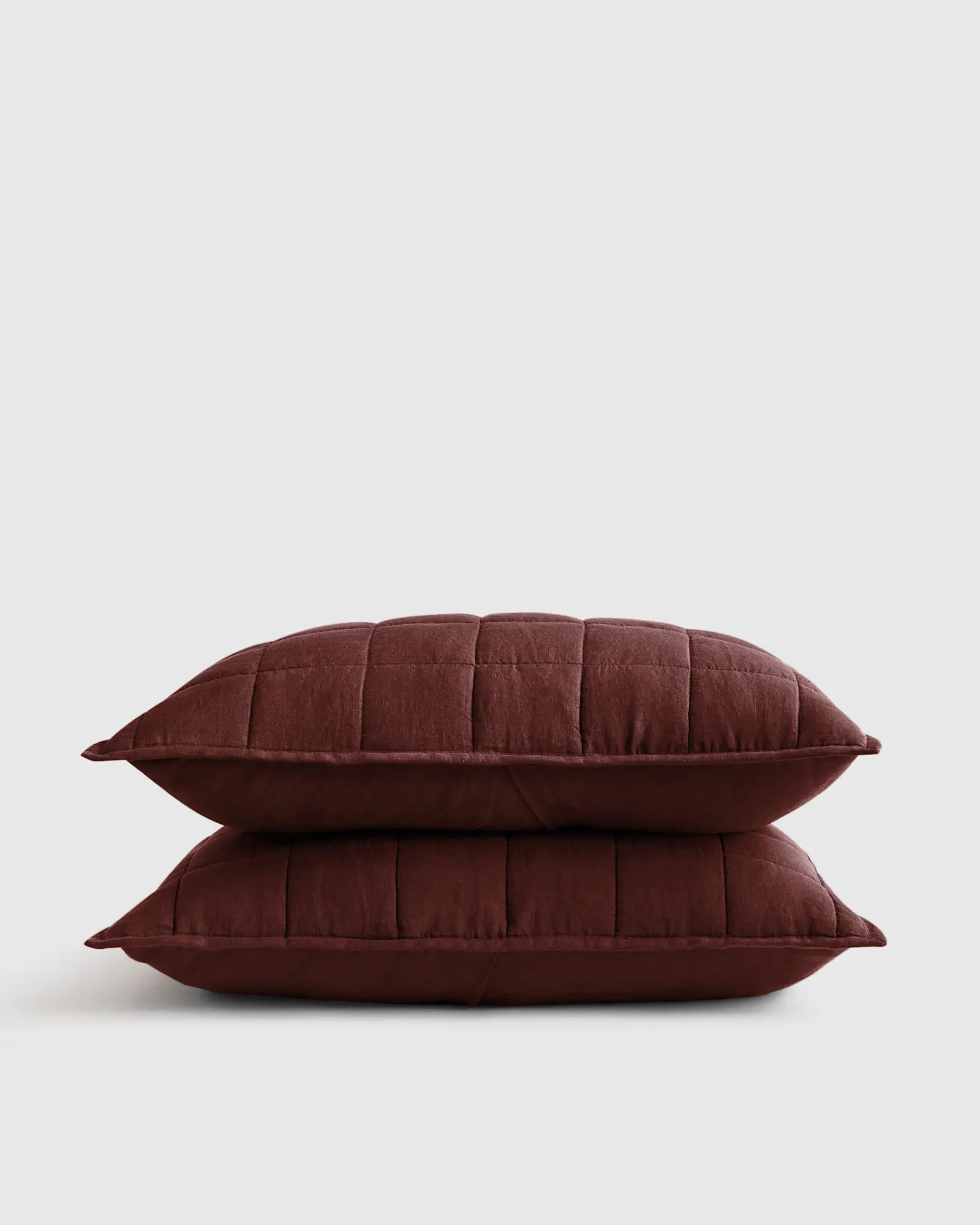 Linen Quilted Sham Set in Burgundy | Quince