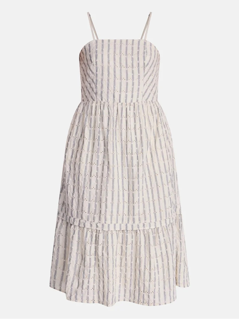 Time and Tru Women's Sleeveless Eyelet Cotton Midi Dress, Sizes XS-XXXL | Walmart (US)