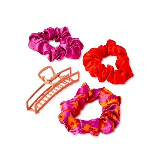 Scoop Women's Pink/Orange 3pk Hair Ties & Claw Clip - Walmart.com | Walmart (US)