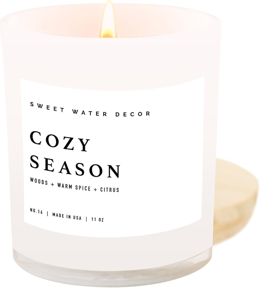 Sweet Water Decor Cozy Season Soy Candles - Fall Candles with Woods, Warm Spice, and Citrus Scent... | Amazon (US)