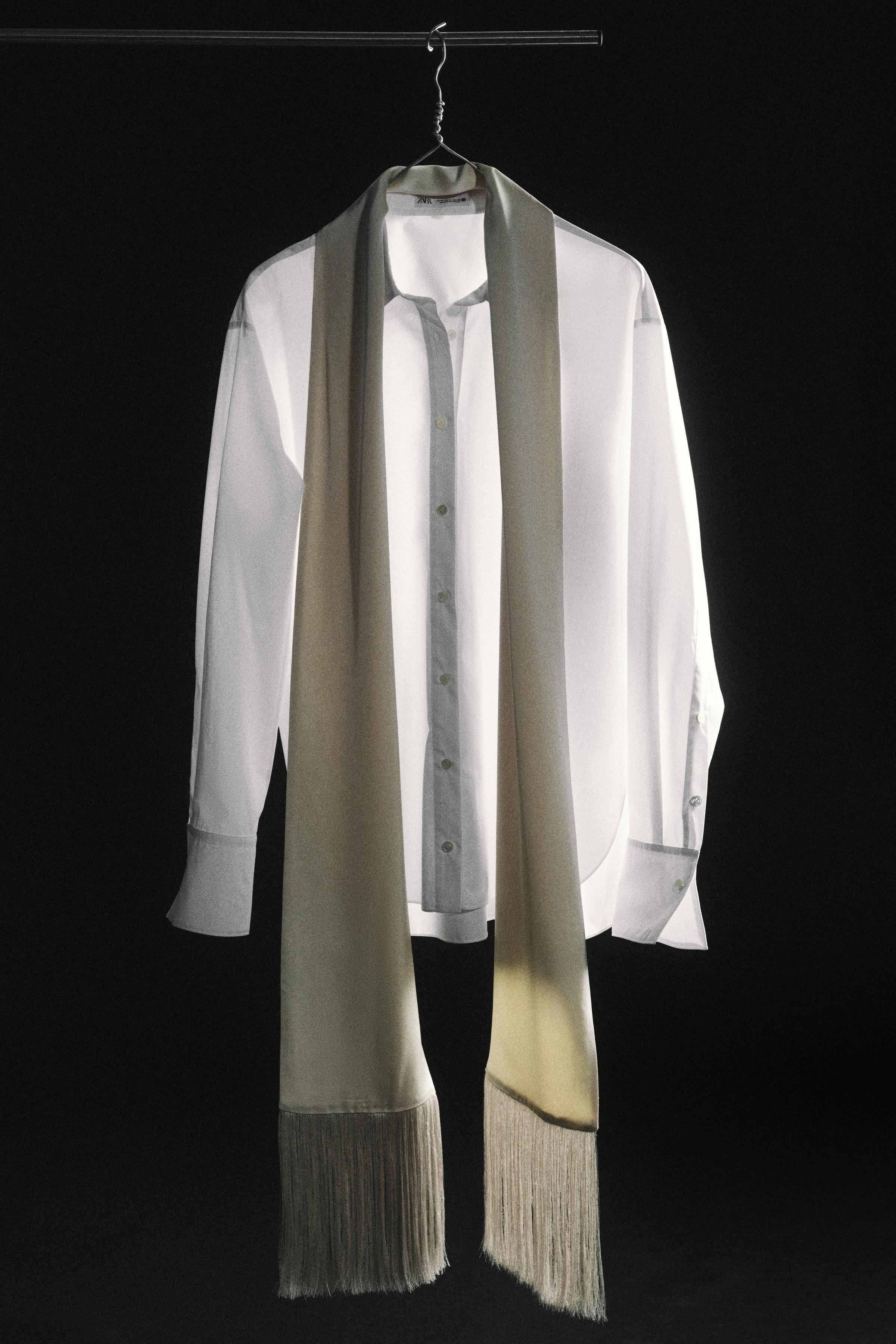 FRINGED SCARF SHIRT ZW COLLECTION | Zara US