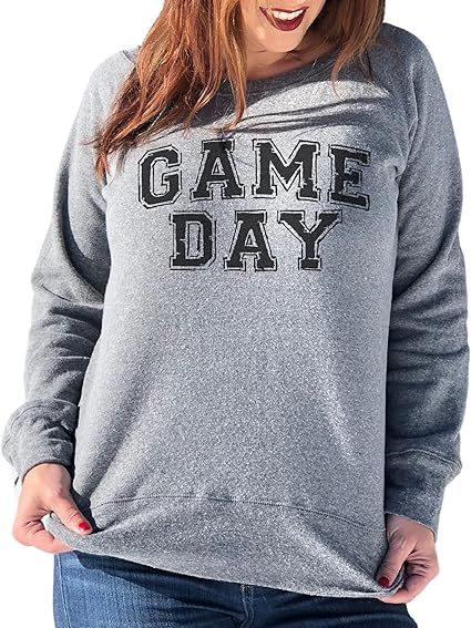 Game Day Sweatshirt Women - Gameday Sweatshirts Lightweight Wide Neck Long Sleeve Casual Pullover... | Amazon (US)