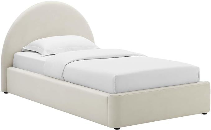 Modway Resort Twin Size Platform Bed with Arch Shaped Round Headboard in Alabaster, Upholstered B... | Amazon (US)