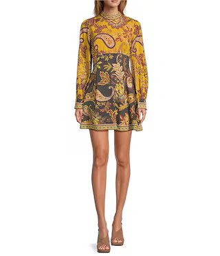 Antonio Melani Ellery Paisley Mock Neck Long Sleeve Dress | Dillard's | Dillard's