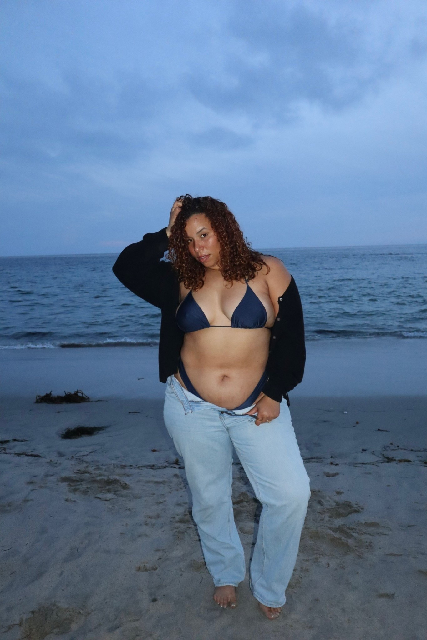 jeans: 33 💙 cardigan: xl 💙 bikini: xl

#LTKSwim #LTKStyleTip #LTKMidsize