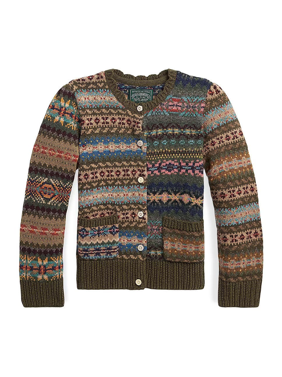 Polo Ralph Lauren Little Girl's &amp; Girl's Mixed-Pattern Wool-Blend Cardigan | Saks Fifth Avenue