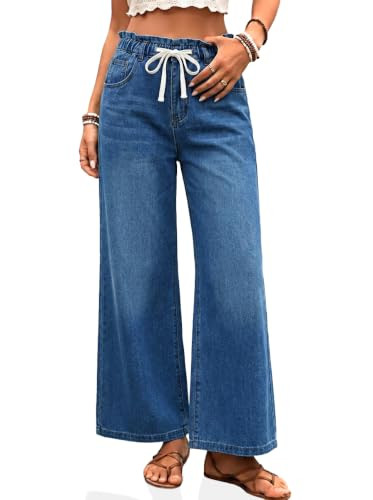 Cicy Bell Womens Wide Leg Jeans Drawstring High Waisted Denim Pants | Amazon (US)