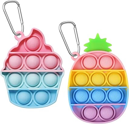 EVERMARKET, 2 Pack Mini Push Pop Bubble Sensory Fidget Toy Keychains,Simple Fidget Toy Keychains ... | Amazon (US)