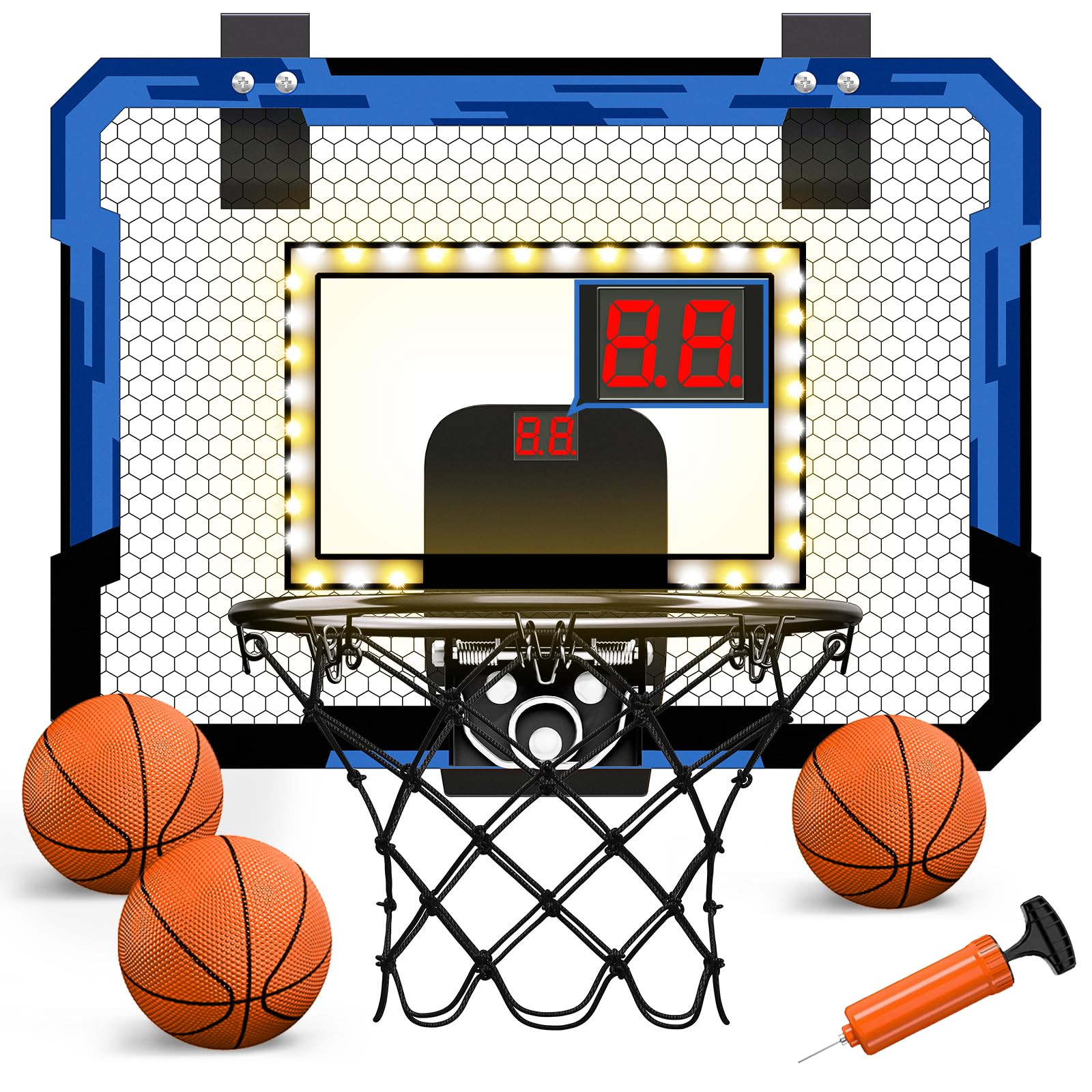 QDRAGON Mini Basketball Hoop with Scoreboard/LED Light, Glow in The Dark Over The Door Basketball... | Amazon (US)