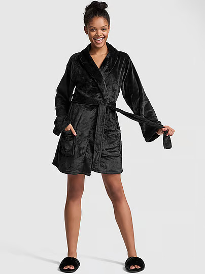 Fluffy Robe, Black, Xs/S - Women's Robes - PINK | Victoria's Secret (US / CA )