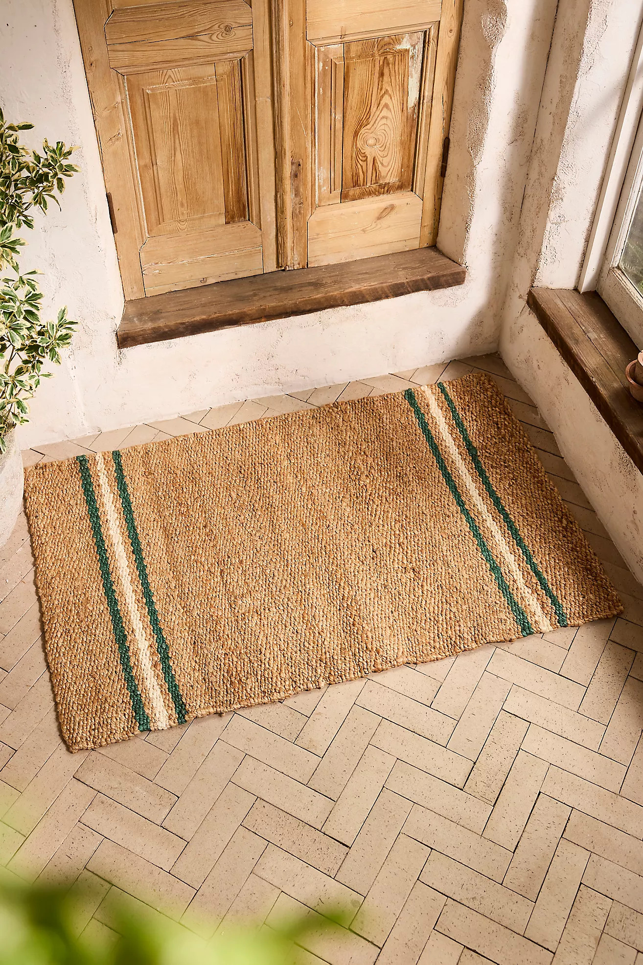 Cottage Stripe Jute Doormat | Anthropologie (US)