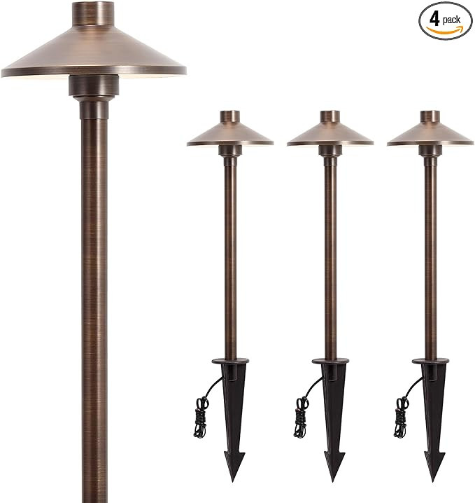 Gardencoin Solid Brass Low Voltage Pathway Lights (6.7'' Shade, 21.9'' Tall), 12V AC/DC Heavy Dut... | Amazon (US)