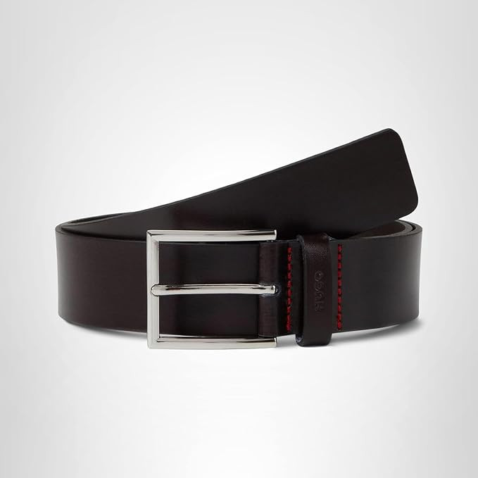 HUGO mens Grainy Leather Square Buckle Belt | Amazon (US)