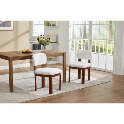 Farmhouse Wooden Dining Chairs Set of 2, Modern Fabric Upholstered Dining Room & Kitchen Chairs, Accent Natural Wood Legs, Armless Side Dinner Set for | Wayfair North America