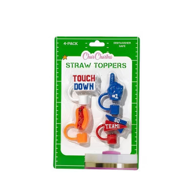CharCharms 4pk Tailgate Football Straw Toppers | Target