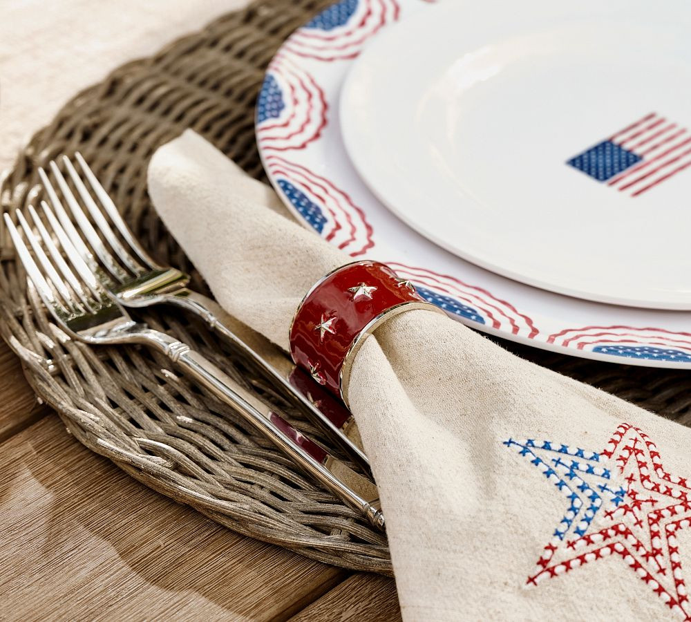 Americana Star Enamel Napkin Rings - Mixed Set of 4 | Pottery Barn (US)