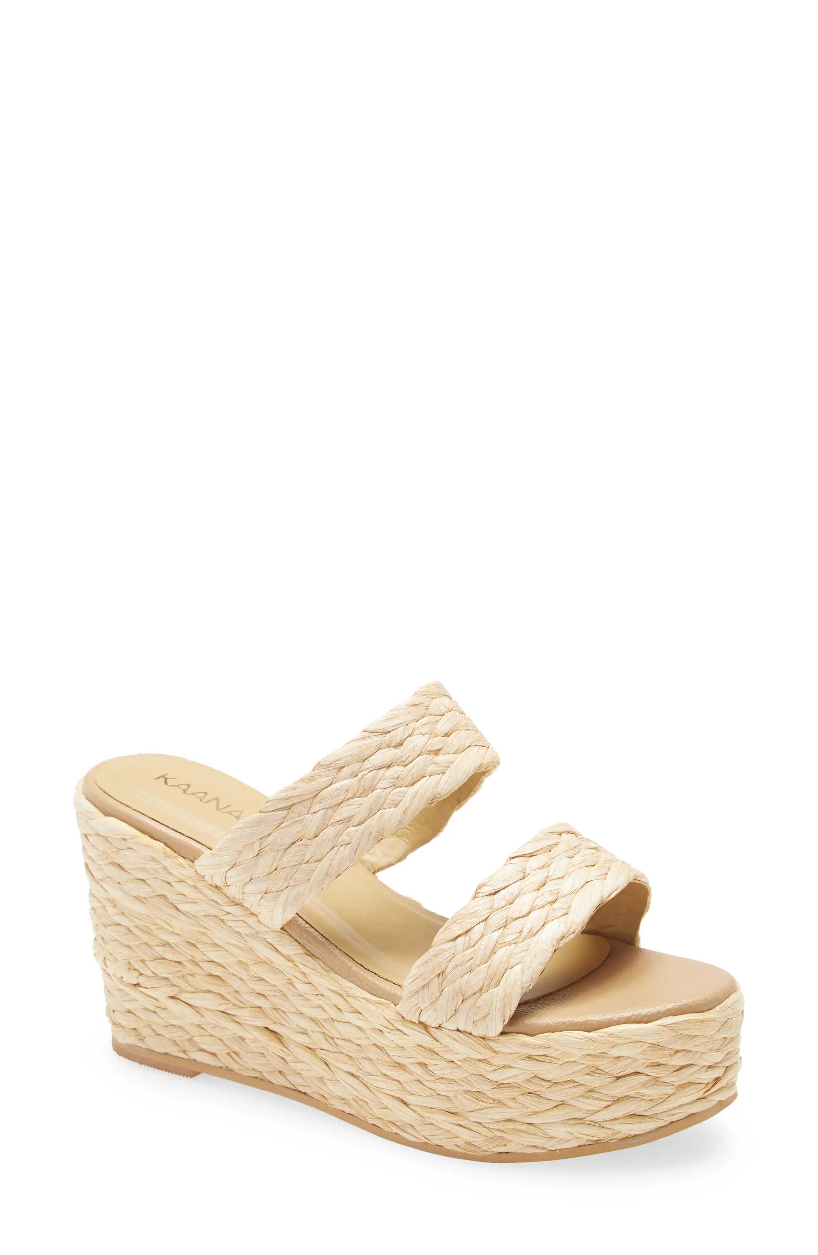 Women's Kaanas Tenerife Raffia Platform Wedge Sandal, Size 6 M - Beige | Nordstrom