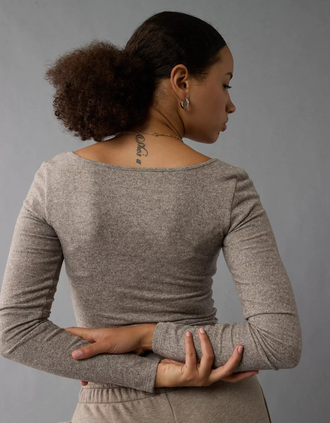 AE Plush Long-Sleeve Scoop Neck Bodysuit | American Eagle Outfitters (US & CA)