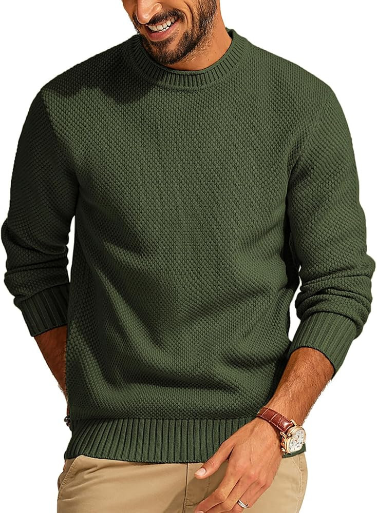 PJ PAUL JONES Men's Crewneck Pullover Sweater Casual Thick Weave Textured Sweaters | Amazon (US)