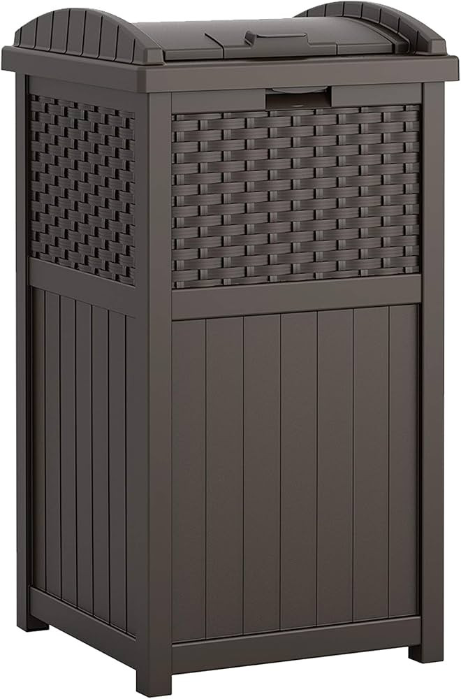 Suncast 33 Gallon Hideaway Can Resin Outdoor Trash with Lid Use in Backyard, Deck, or Patio, 33-G... | Amazon (US)