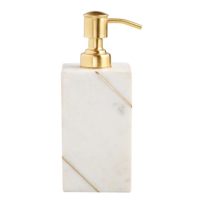 White Marble and Gold Soap Dispenser | World Market