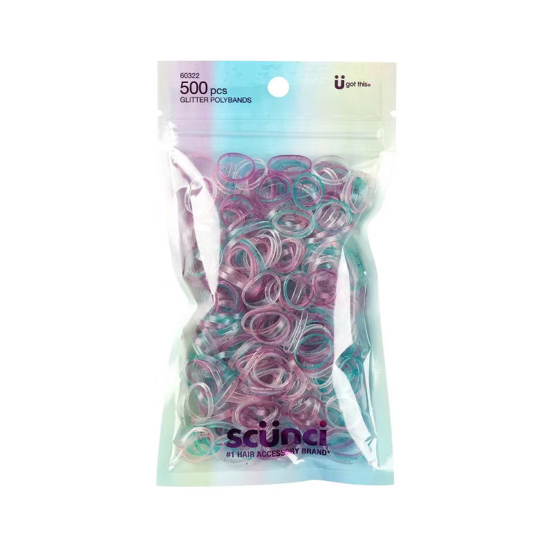 scünci Glitter Polyband Elastics Hair Ties - Assorted Colors - 500pcs | Target