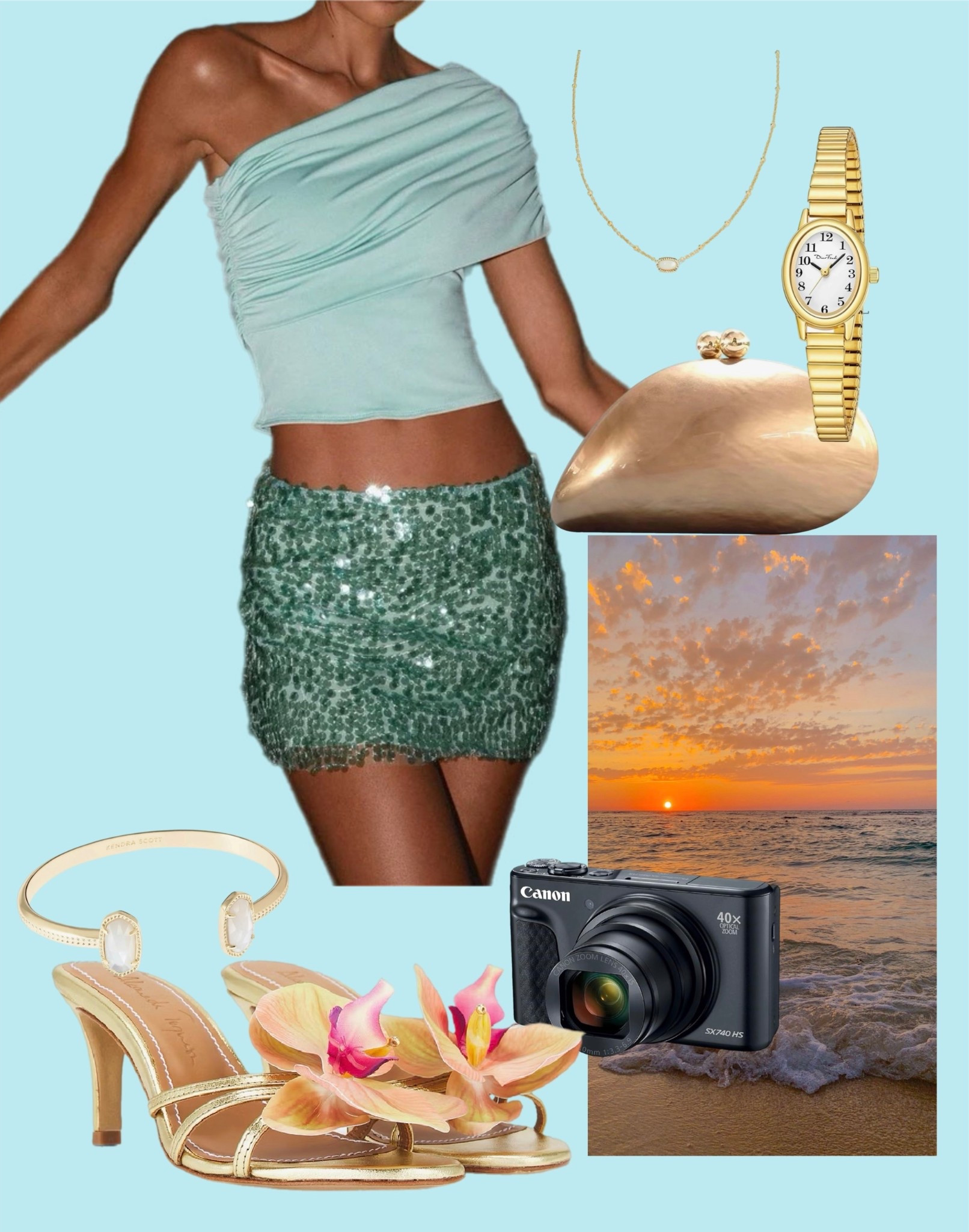 Ibiza summer beach club inspo! Sparkles and sequins, gold accessories, flower heels, golden hour!

#LTKsummer #LTKtravel #LTKfestival