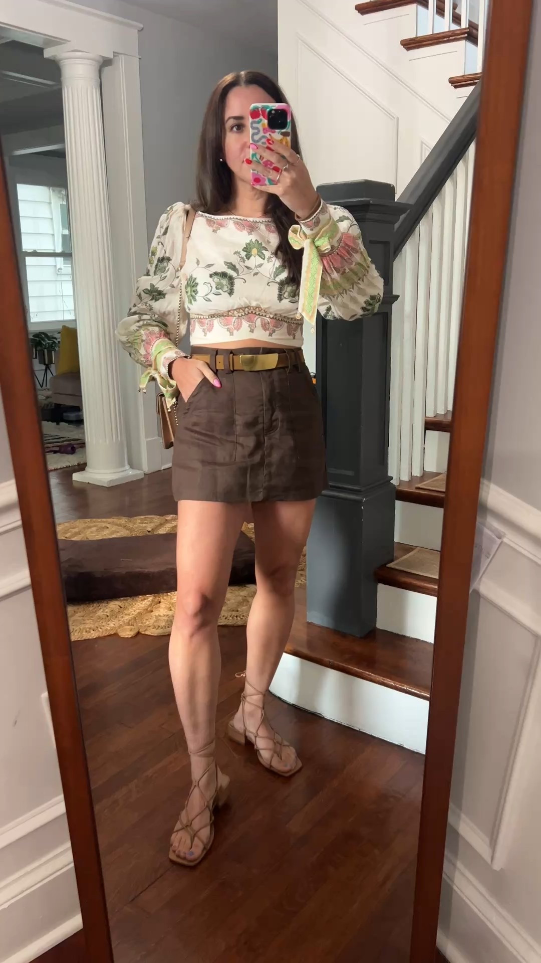 Linen. Summer date night. Brown skirt. Crop top. Lace up sandals. Steve Madden. Brown belt. Rent the runway. Dissh. Date night. 

#LTKFindsUnder100 #LTKSaleAlert #LTKSeasonal