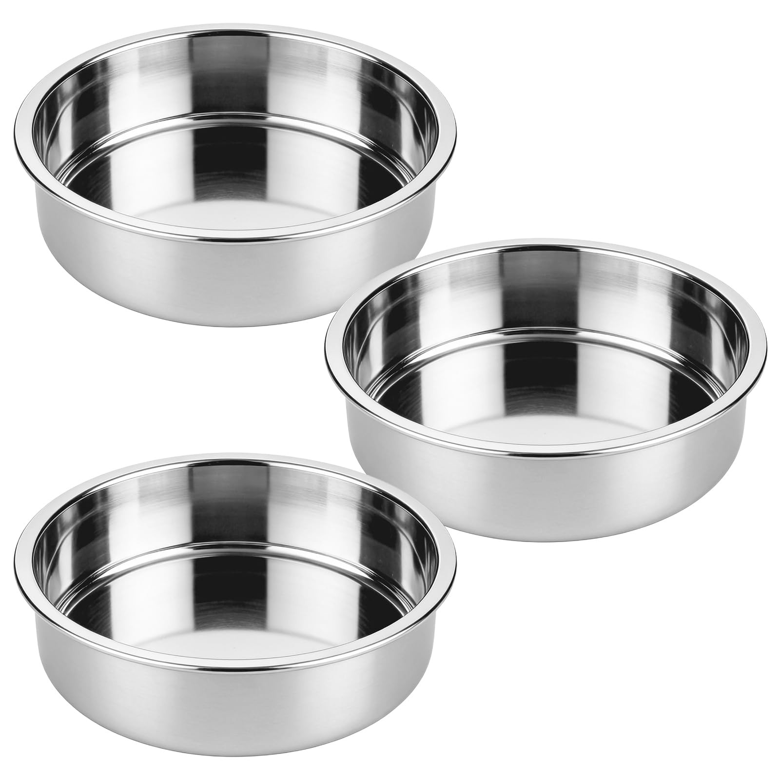 tifanso Set of 3 Stainless Steel Cake Pans - 8 Inch Round Layer Cake Baking Pan Molds, Stackable ... | Amazon (US)
