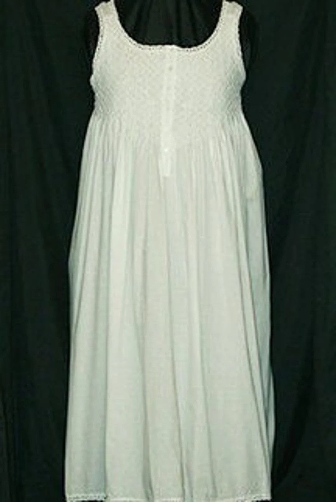 024-Sleeveless Long Smocked White Cotton Night Gown | Etsy (US)