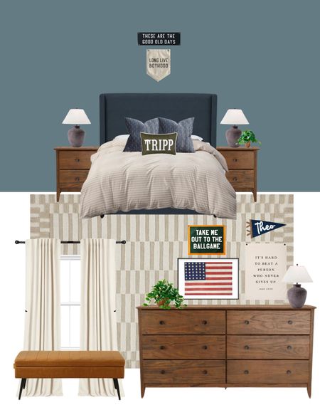 Big boy bedroom, toddler room, boys bedroom, bedroom inspo, dresser, nightstands, area rug, toddler boy, sports room, name pennant 

#LTKkids #LTKfamily #LTKhome