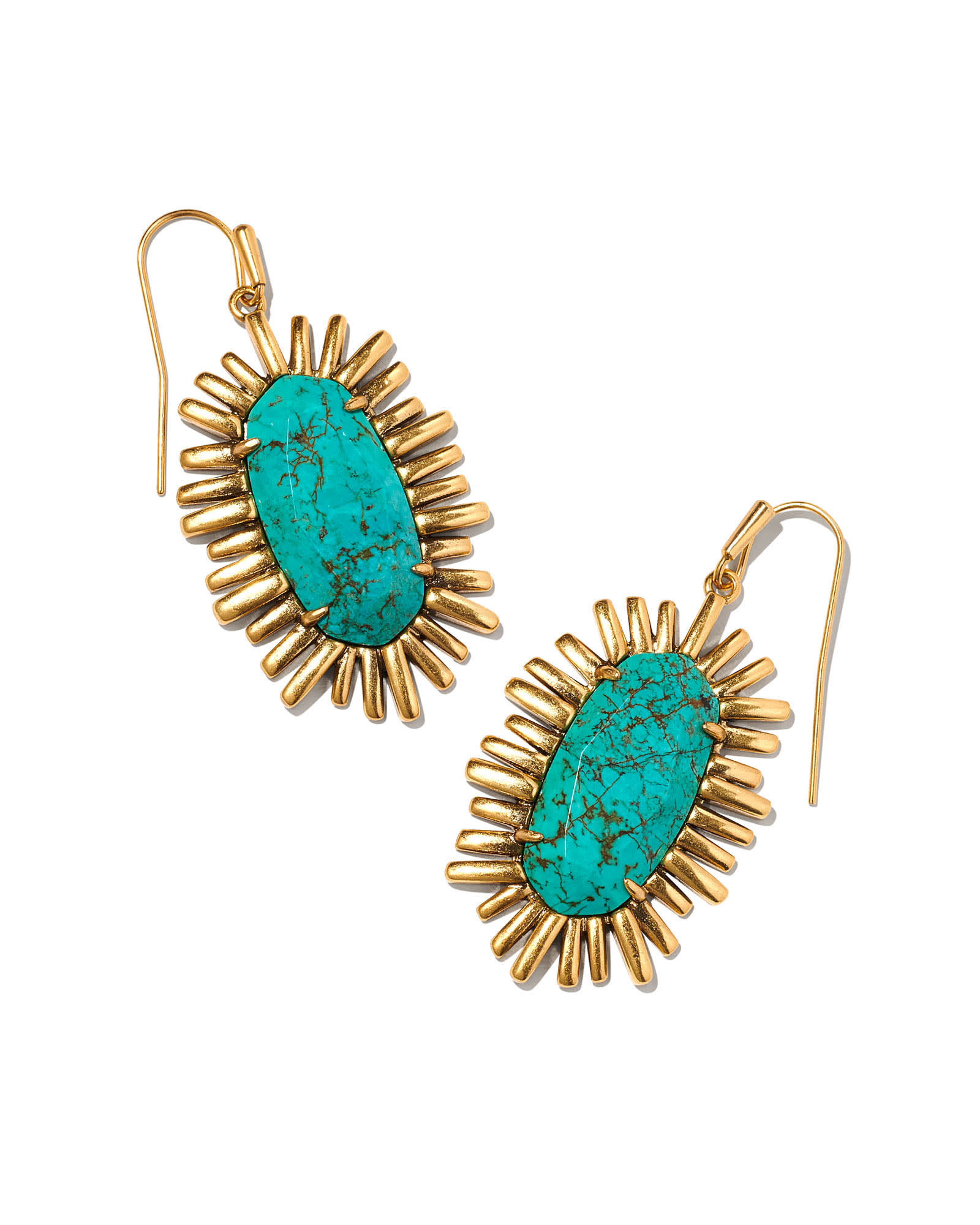 Kendra Scott Mariah Vintage Gold Drop Earrings in Variegated Turquoise Magnesite | Variegated Magnesite | Kendra Scott