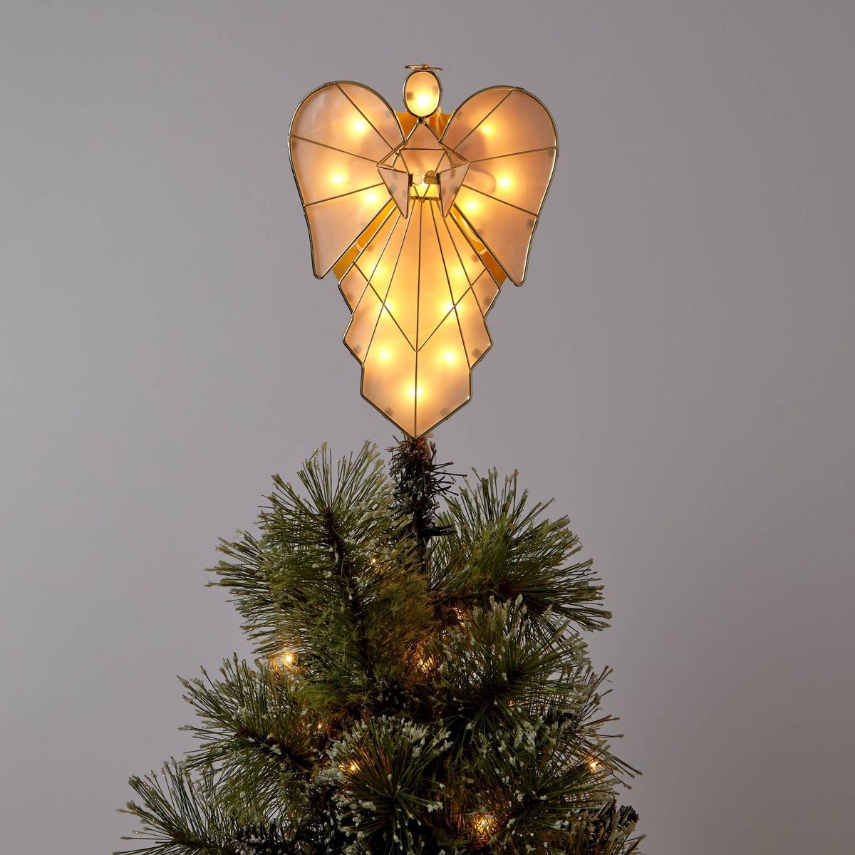 13.75" Lit Wire Faux Capiz Angel Christmas Tree Topper - Wondershop™ | Target