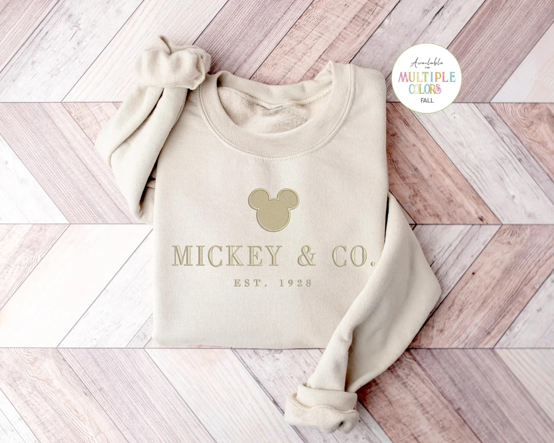 Monotone Mickey and Co Sweatshirt, Embroidered Mickey and Co Sweatshirt, Embroidered Sweatshirt, ... | Etsy (US)