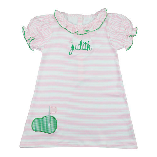 Pink And Green Applique Golf Dress - Shipping Mid April | Cecil and Lou