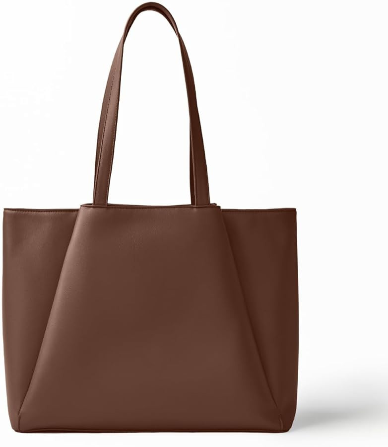 Work Tote Bags for Women 15.6 Inch - Laptop Tote Bag with Zip Compartments - Large PU Leather Off... | Amazon (US)