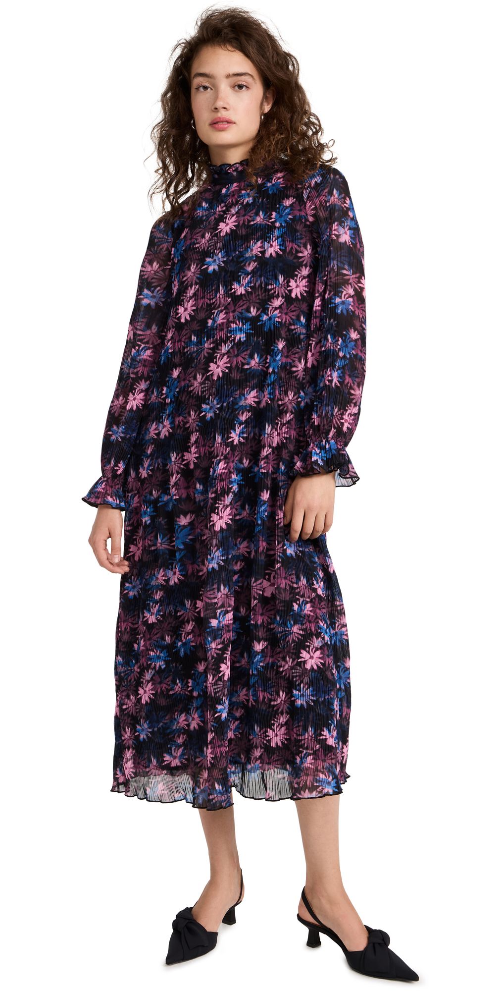Pleated Georgette Midi Dress | Shopbop