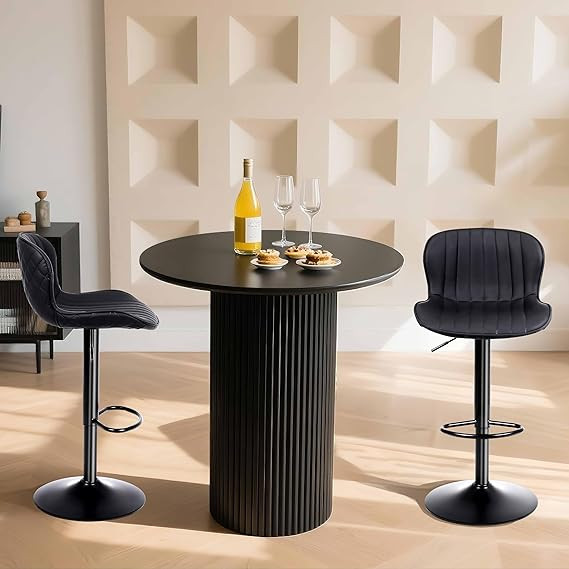 Bar Stools Set of 2 - Swivel Counter Height Barstools/Chairs (Height Adjustable) - Modern Faux Le... | Amazon (US)