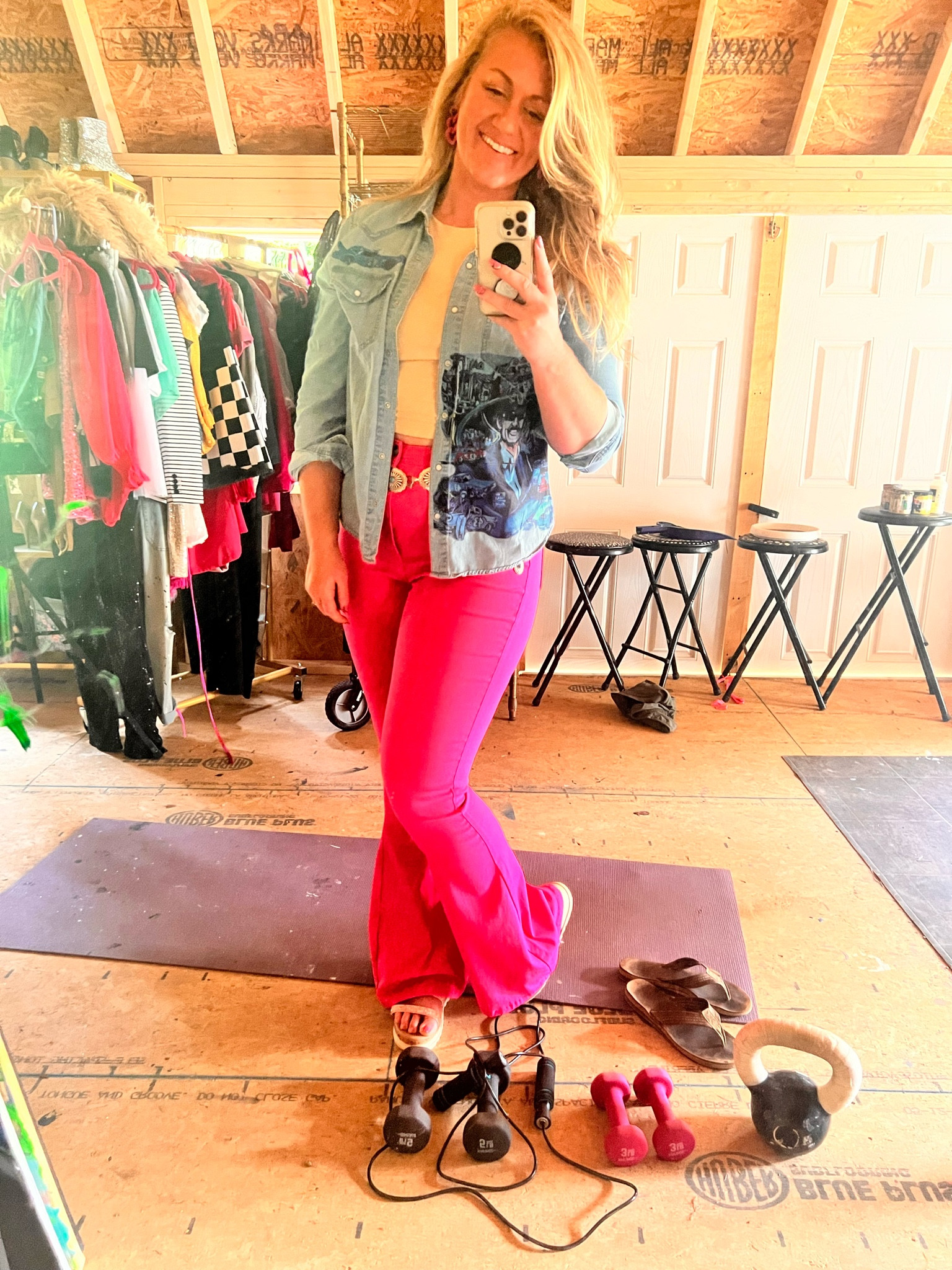 Birthday fit 🧁🎂🩷 Jean Shacket was custom made with my paintings by uncutgemsdesigns.

#LTKstyletip #LTKfit #LTKSeasonal