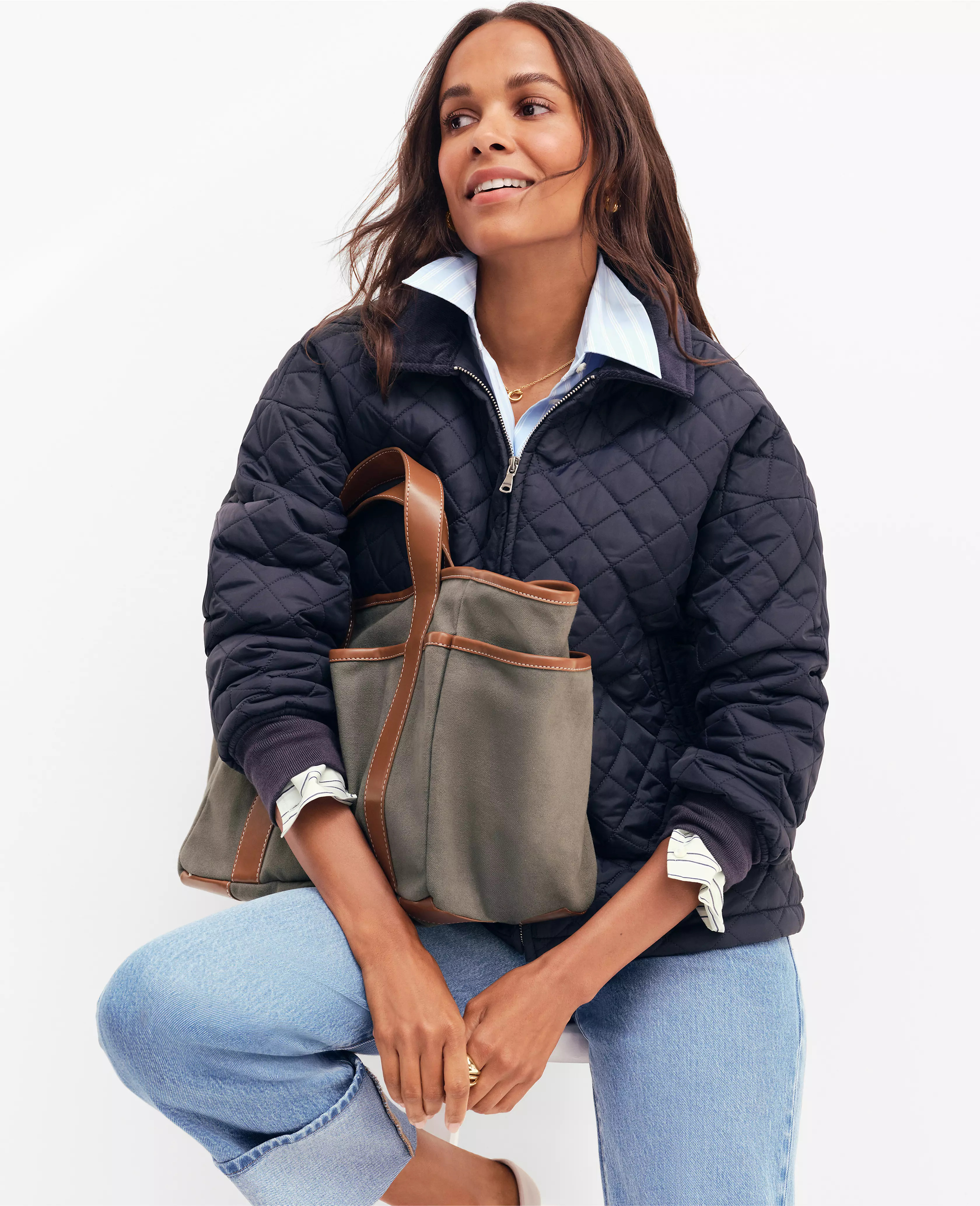 Petite Weekend Collection Quilted Bomber Jacket | Ann Taylor