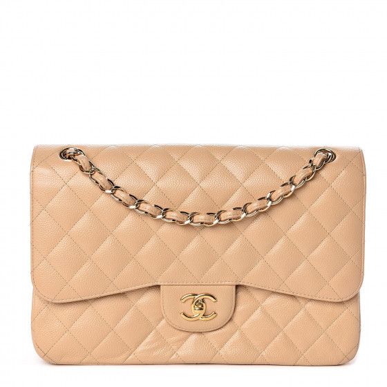 Caviar Quilted Jumbo Double Flap Beige Clair | Fashionphile