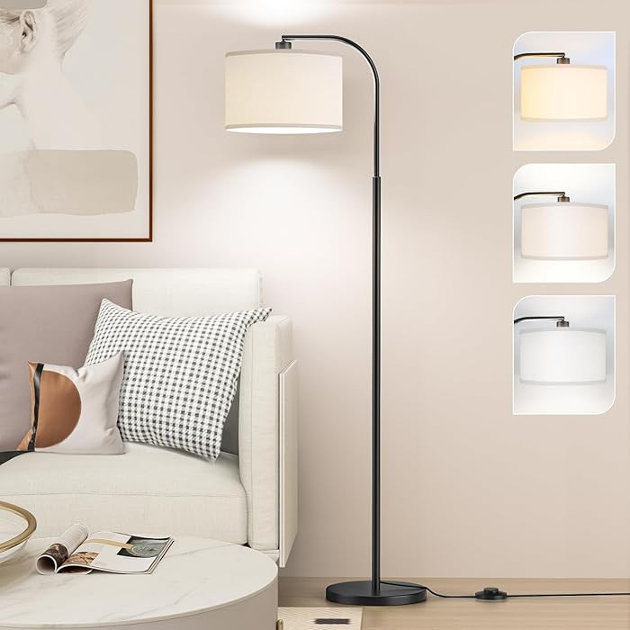 Lámparas de pie de arco para sala de estar con 3 temperaturas de color, lámpara de pie moderna ... | Amazon (US)