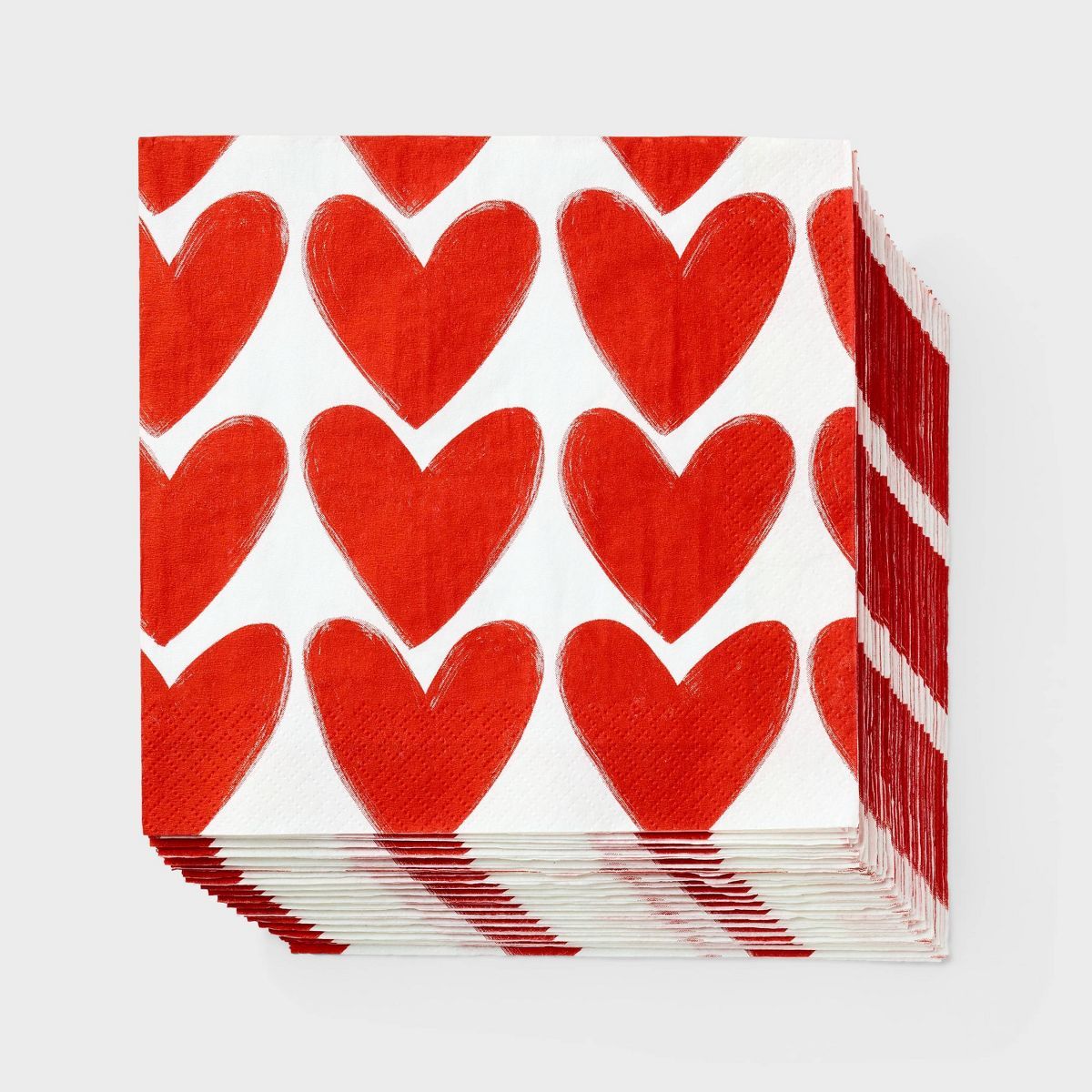 30ct Disposable Valentine Lunch Napkin Red/White Hearts - Spritz™ | Target